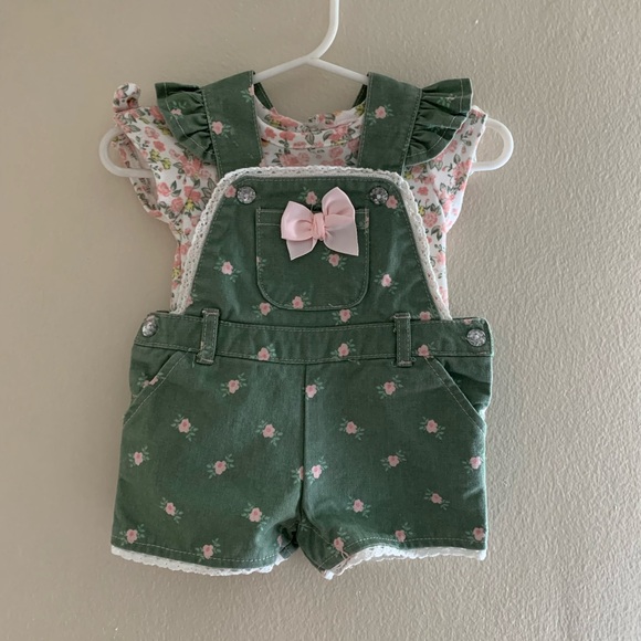 Little Lass baby 2 piece overall shorts